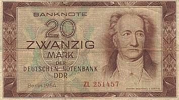 20 Mark der Deutschen Notenbank (Ausschnitt)