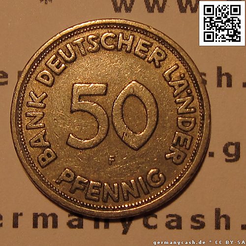 Munze 50 Deutsche Pfennige Bank Deutscher Lander Jaeger Nr 379